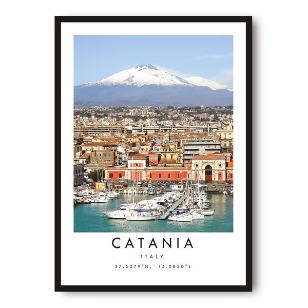 Catania Travel Print, Catania Poster Print, Catania Wall Art Minimalist, Prints of Italy A1/A2/A3/A4/A5