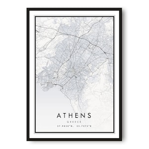 Athen Karte Druck, Griechenland Poster Druck, Stadt Karte Drucke Drucke Drucke von Athen, beliebtes Geschenk, Griechenland Druck A1 / A2 / A3 / A4 / A5
