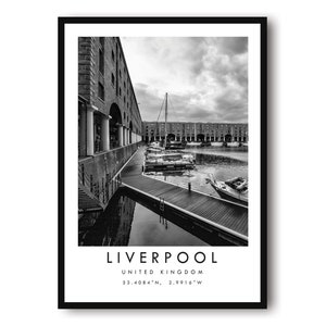 Liverpool Travel Print, Liverpool Poster, Unique Wallart Decor, Black and White Home Decor, A1/A2/A3/A4/A5
