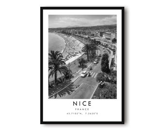 Nice Travel Print | French Riviera Coastal Wall Art | Minimalist Beach Photography