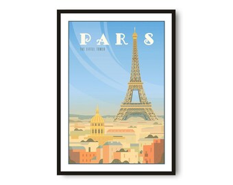 Paris Eiffel Tower Art Print: Colorful France Travel Poster