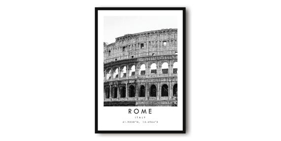 Rome Colosseum Print: Black and White Italy Travel Poster