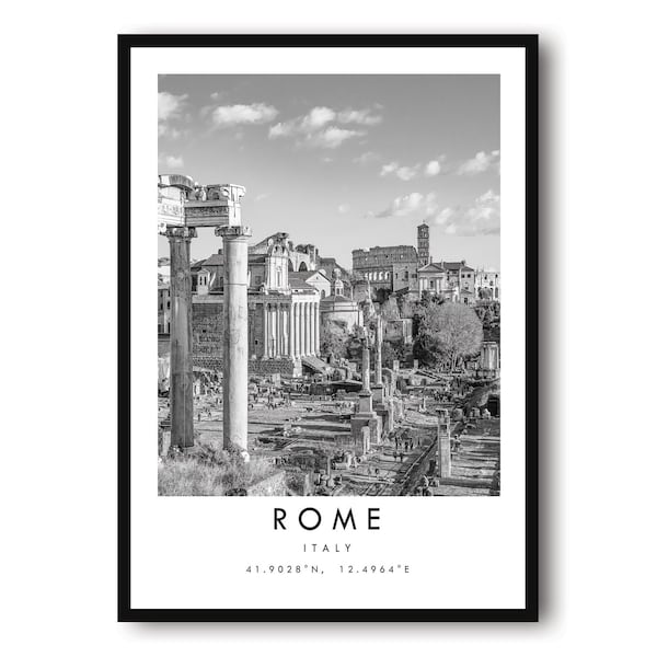 Rome Travel Print, Italy Poster, Black and White Print, Unique Wall Art,  Minimalist Home Decor, City  A1/A2/A3/A4/A5