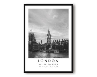 London Black and White Photography Print: England Travel Poster