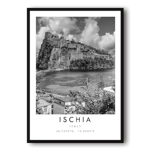Impression de voyage Ischia, impression affiche Ischia, art mural Ischia minimaliste, impression Ischia, tirages photographie d&#39;Ischia Italie A1/A2/A3/A4/A5