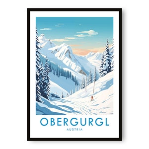 Impression de voyage d'Obergurgl, affiche de voyage d'Obergurgl, impression d'Autriche, décoration de voyage, impression populaire, impression de ski, cadeau d'anniversaire, A1/A2/A3/A4/A5