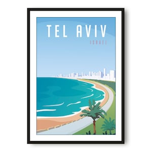 Tel Aviv Travel Poster, Israel Poster, Colourful Print, Unique Wall Art,  Minimalist Home Décor, City  A1/A2/A3/A4/A5