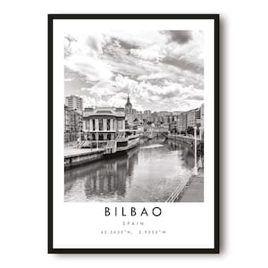 Bilbao Travel Print, Bilbao Poster, Unique Wallart Decor, Black and White Home Decor, Spain Bilbao, Popular Print A1/A2/A3/A4/A5