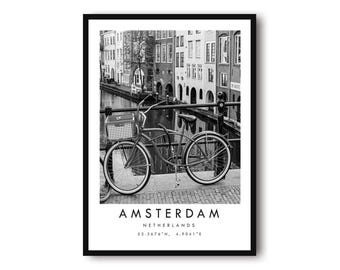 Amsterdam Travel Print | Canal Houses Wall Art | Netherlands Cityscape Photography Decor
