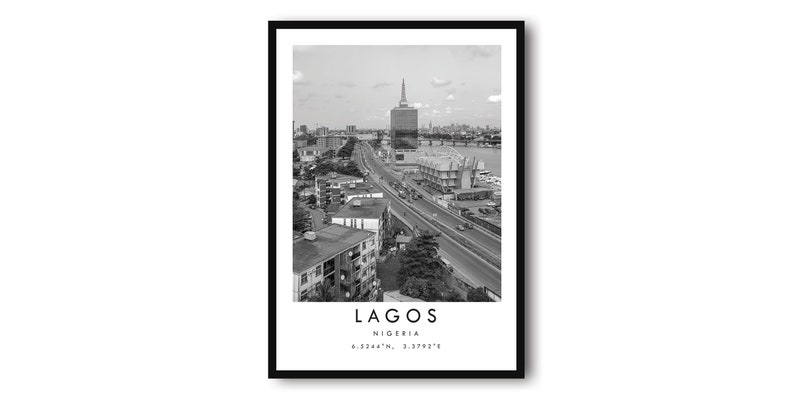 Lagos Travel Print, Nigeria Poster Print, Lagos Wall Art Minimalist, Nigeria Print, Prints of Lagos A1/A2/A3/A4/A5 image 1