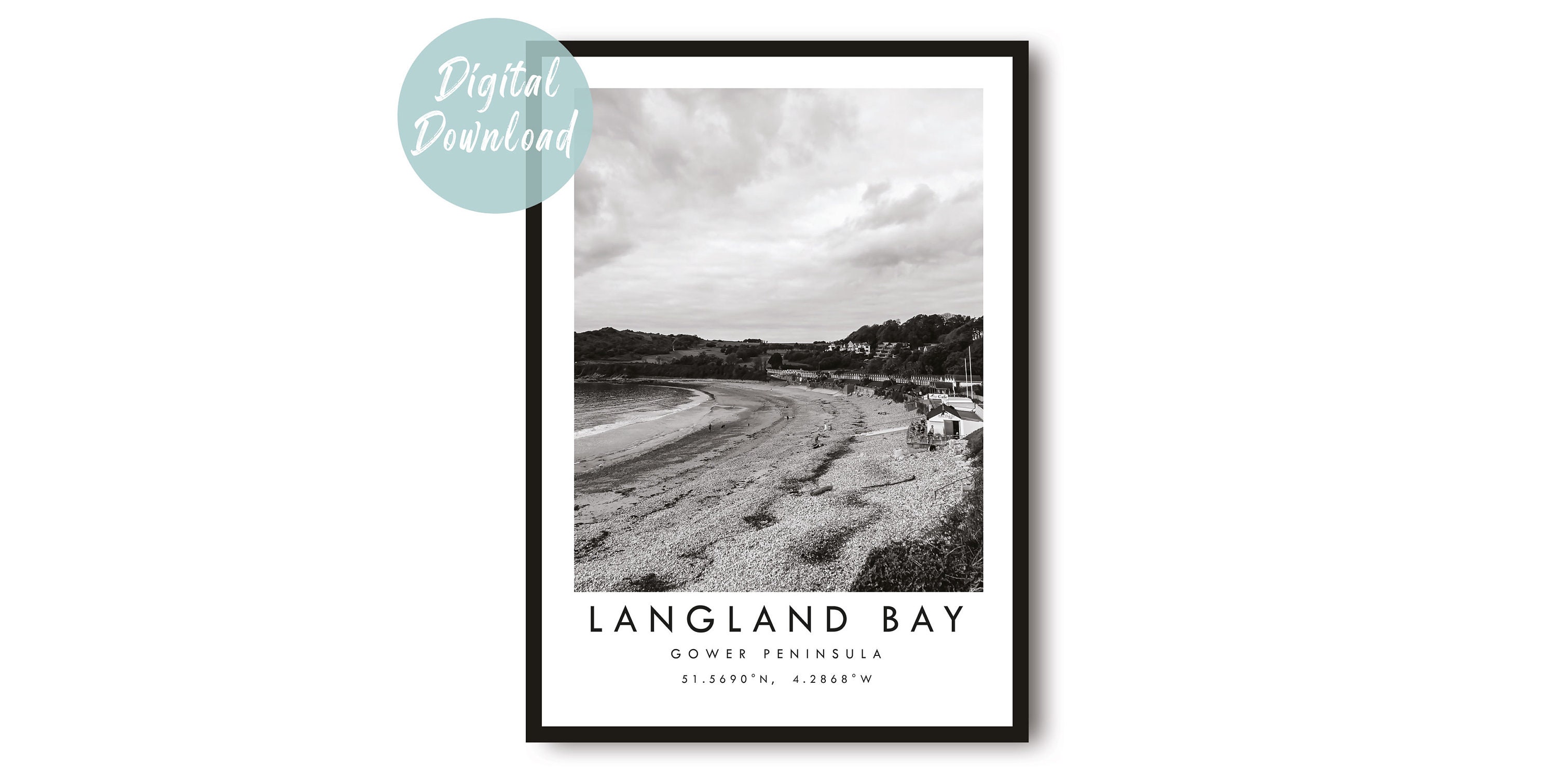 Langland Bay Travel Print | Digital Download | 25 Different Size Options