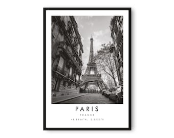 Paris Eiffel Tower Print: Black and White Travel Poster