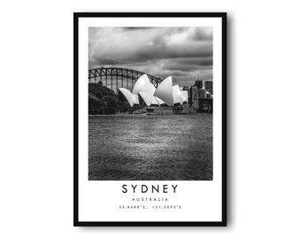 Sydney Travel Print, Sydney Poster Print, Sydney Wall Art Minimalist, Australia Print, Prints of Australia , Sydney Opera House
