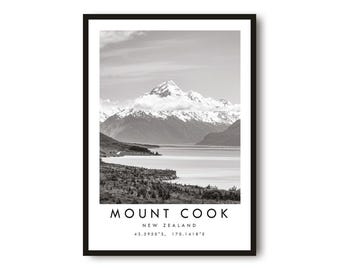 Mount Cook Print: New Zealand Travel Photography, Minimalist Wall Art