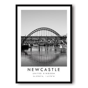 Newcastle Travel Print, Newcastle Poster, Unique Wallart Decor, Black and White Home Decor, England Newcastle , Popular Gift A1/A2/A3/A4/A5