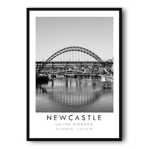 Newcastle Travel Print, Newcastle Poster, Unique Wallart Decor, Black and White Home Decor, England Newcastle , Popular Gift A1/A2/A3/A4/A5