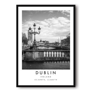 Dublin Travel Print, Dublin Poster, Unique Wallart Decor, Black and White Home Decor, Ireland print, Popular Print A1/A2/A3/A4/A5