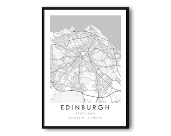 Edinburgh Scotland Map Print: Minimalist City Art