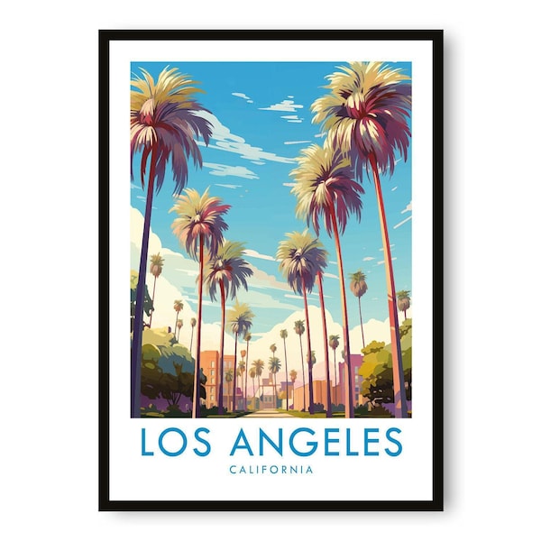 Póster de viaje de Los Ángeles: Impresión artística de palmeras