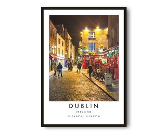 Poster Vintage Dublin Irlande - 50x75 Cm - Décoration Murale Salon, Chambre, Bureau