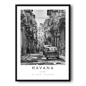 Havana Travel Print, Cuba Poster, Gallery Wall, Black and White Home Decor, Havana Cuba, Popular Gift, Cuba Art A1/A2/A3/A4/A5