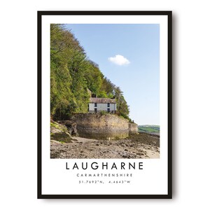 Laugharne Travel Print, Carmarthenshire Poster, Colour Print, Unique Wall Art, Minimalist Home Decor, City  A1/A2/A3/A4/A5