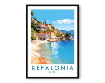 Kefalonia Greece Travel Poster: Giclée Fine Art Print