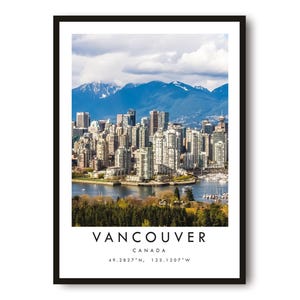 Vancouver Canada Travel Print: Colorful Cityscape Gallery Wall Art image 1