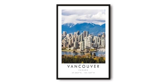 Vancouver Canada Travel Print: Colorful Cityscape Gallery Wall Art