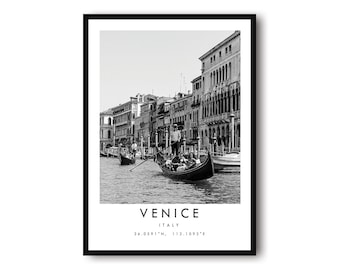 Venedig Reisedruck, Italien Poster Poster, Schwarzweißdruck, Einzigartige Wandkunst, Minimalistische Wohnkultur, Stadt A1 / A2 / A3 / A4 / A5