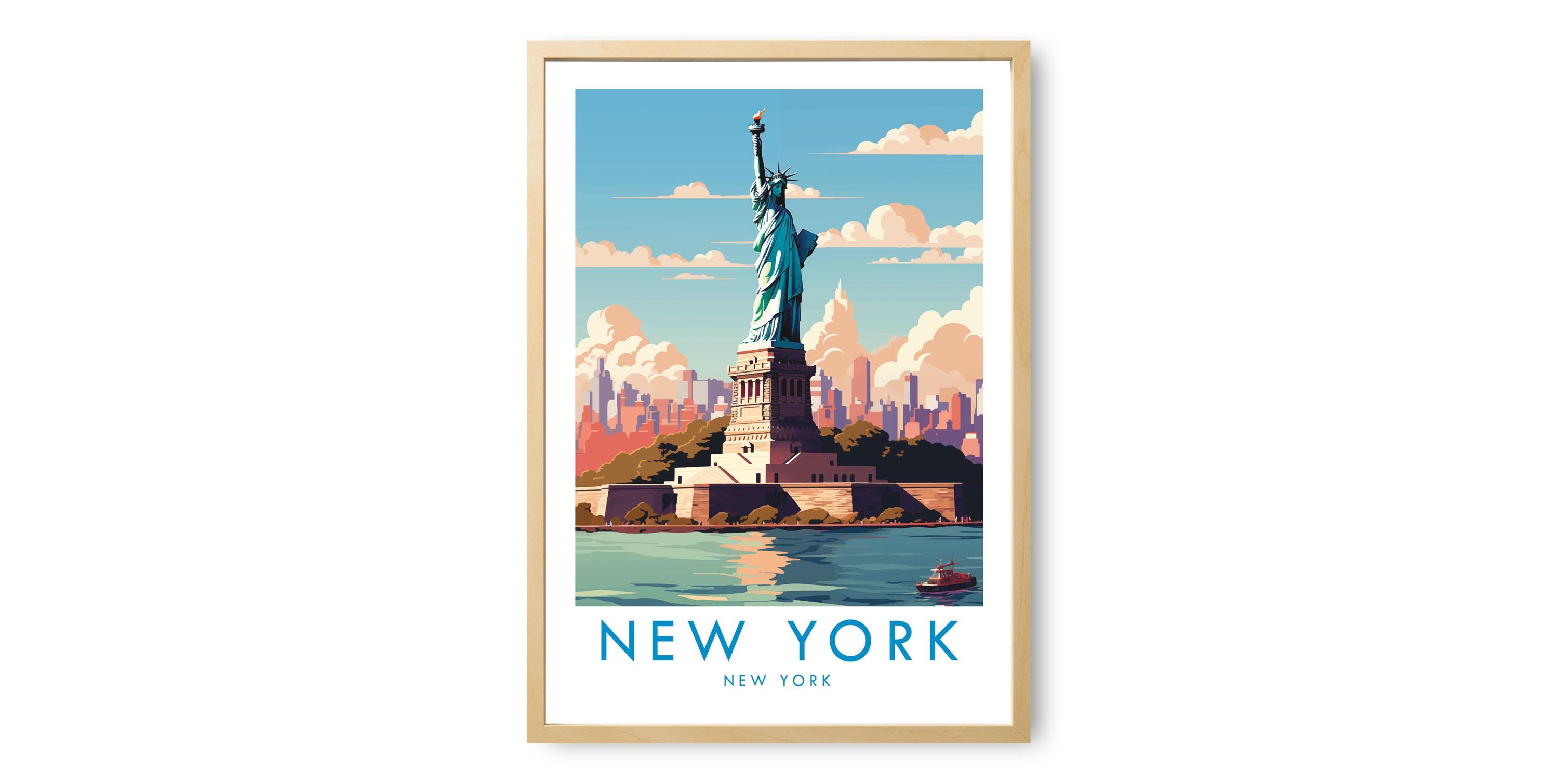 New York Travel Print | Statue of Liberty Poster | NYC Wall Art