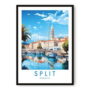 Split Croatia Art Print: Travel Poster, Coastal Decor