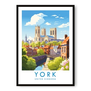 Impresión de viaje a York, póster de viaje a York, impresión del Reino Unido, decoración de viaje, impresión popular, regalo de cumpleaños, A1/A2/A3/A4/A5