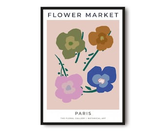Paris Flower Market Poster: Abstract Floral Art Print