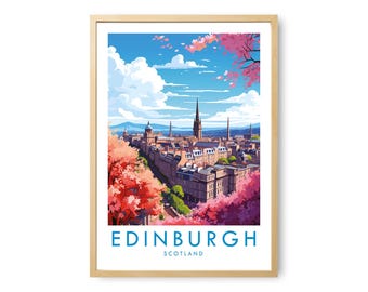 Edinburgh Travel Print | Edinburgh Scotland Poster | Edinburgh Travel Poster | Scotland Wall Art | Edinburgh Skyline | Vintage Travel Poster