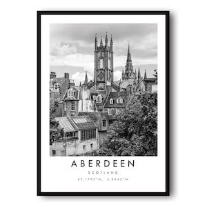 Impression de voyage Aberdeen, affiche Aberdeen, art mural unique, art mural noir et blanc, impression populaire, impression murale de galerie A1/A2/A3/A4/A5