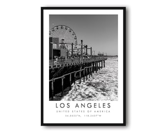 Los Angeles Travel Print | Santa Monica Beach Pier Wall Art | California Coastal Photography