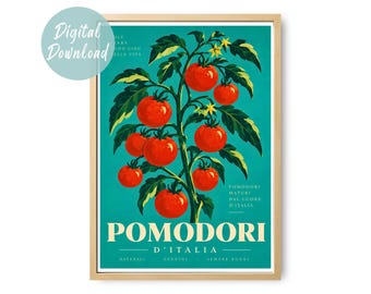 Tomato Print | Italian Kitchen Wall Art | Pomodori D’Italia Poster | Mediterranean Food Art | Colourful Kitchen Decor | Digital Download