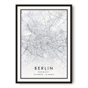 Berlin Karta Konsttryck: Tyskland Stadslandskap Poster