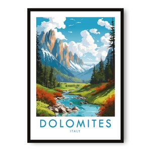 Stampa di viaggio sulle Dolomiti, poster di viaggio sulle Dolomiti, stampa Italia, decorazione di viaggio, stampa popolare, regalo di compleanno, A1/A2/A3/A4/A5