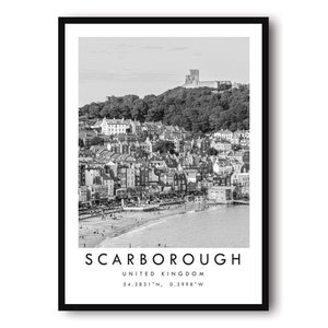 Scarborough Travel Print, Scarborough Poster, Unique Wallart Decor, Black and White Home Decor, Popular Print A1/A2/A3/A4/A5