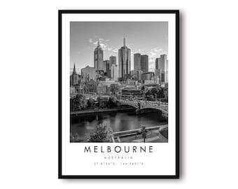 Melbourne Travel Print, Melbourne Poster Print, Melbourne Wall Art Minimalist, Australia Print, Prints of Australia A1/A2/A3/A4/A5