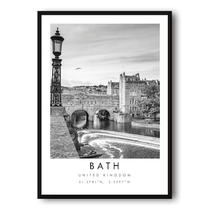 Bath Travel Print, Bath Poster, Unique Wallart Decor, Black and White print,  Home Decor, England Bath, Popular Print A1/A2/A3/A4/A5