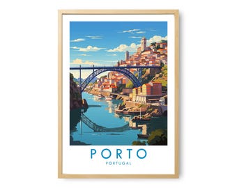 Porto Travel Print | Porto Portugal Poster | Porto Travel Poster | Portugal Wall Art | Douro River Poster | Vintage Travel Print