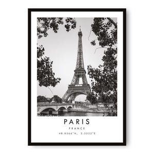 Paris Eiffel Tower Print: Black and White Travel Poster