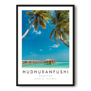 Maldives Travel Print,  Maldives Poster, Colourful Print, Unique Wall Art,  Minimalist Home Décor, City  A1/A2/A3/A4/A5
