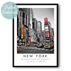 Impression de carte de New York | Téléchargement numérique | 25 options de tailles différentes