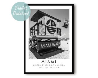 Miami Travel Poster Digital Download | Minimilist Wall Art | Printable City Decor