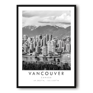 Vancouver Reisedruck, Schwarzweiß-Reisedruck, Vancouver Kanada, Reiseposter, beliebter Druck, Galeriewand, beliebtes Geschenk, Wandkunst