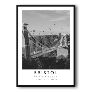 Bristol Travel Print: Black and White England Wall Art
